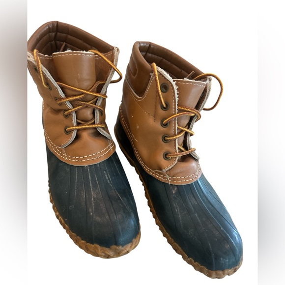 Sorel Waterproof Ladies Hiking Duck Boots sz 8 EUC Black Brown Lace Up Fur Lined - Picture 17 of 17